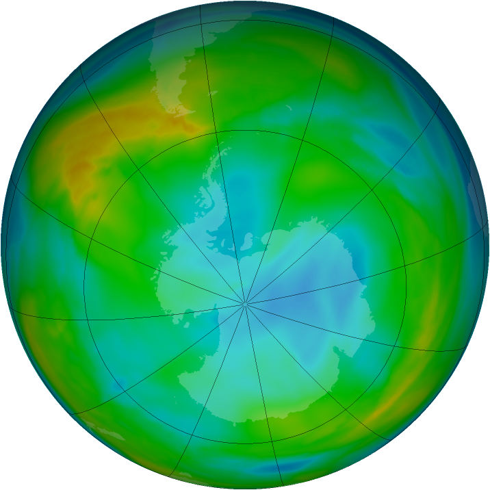Antarctic ozone map for 10 July 2005